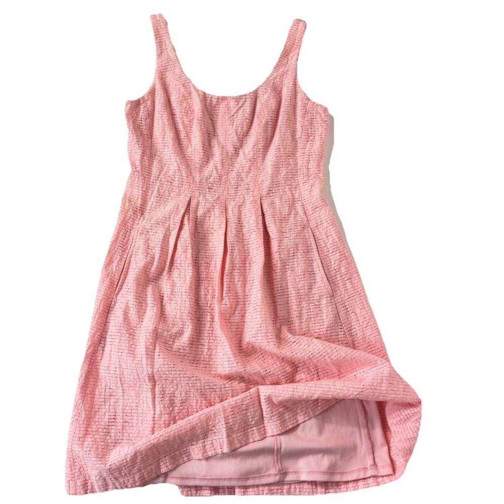 Pappagallo Fit and Flare Dress Women 6 Pink Textured Sleeveless Pockets - Picture 3 of 16